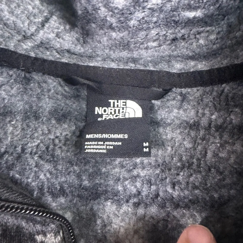 The North Face Mens Grey Black Fair Isle Fleece Quarter Zip Pullover Medium